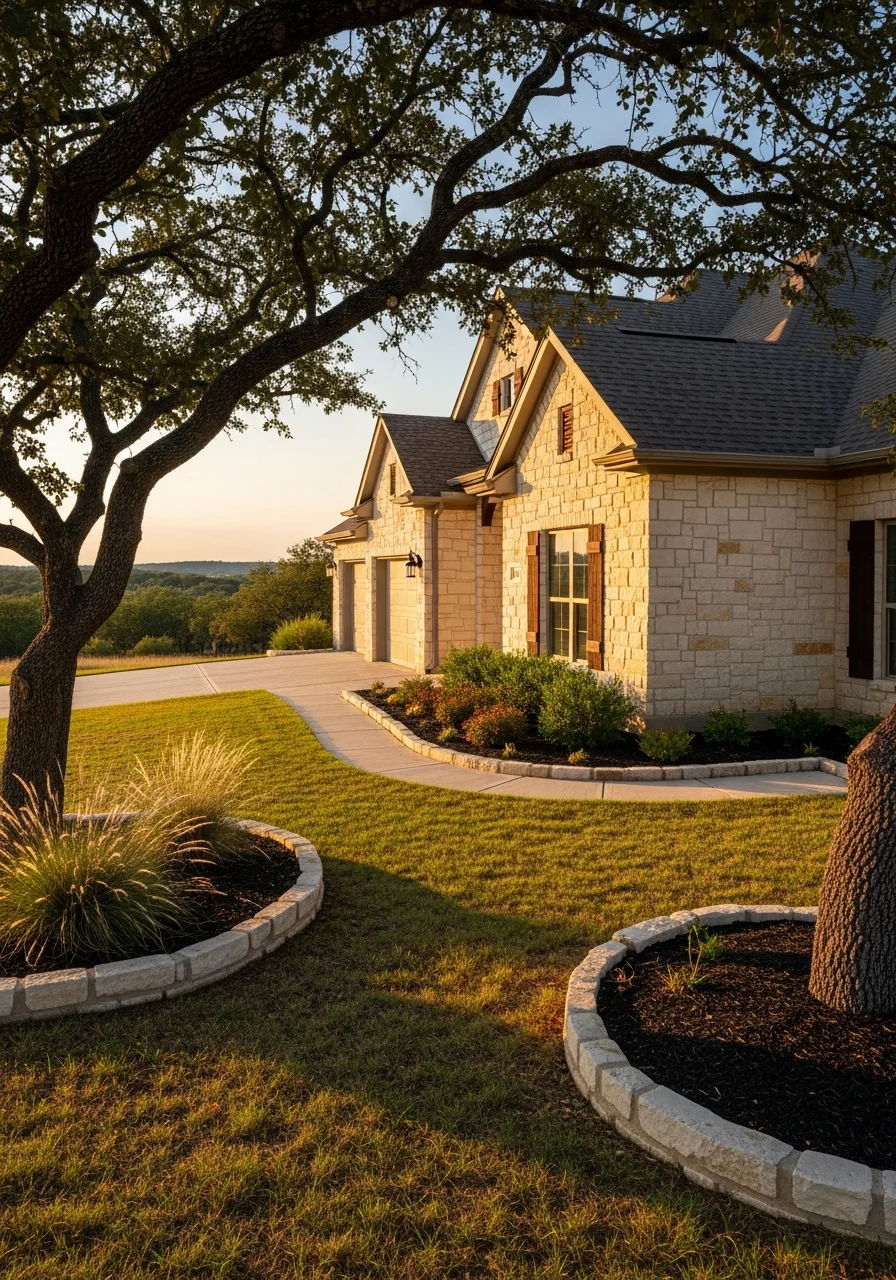 A well-maintained home in Burnet with character details and natural landscape surroundings.